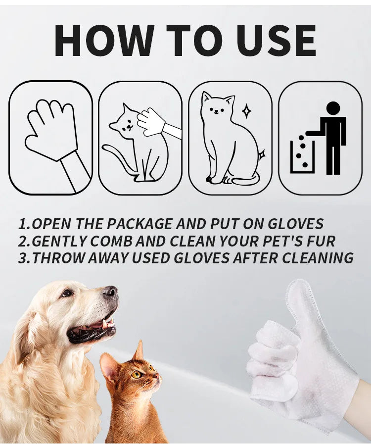 pet disposable gloves, bathing and cleaning for cats and dogs